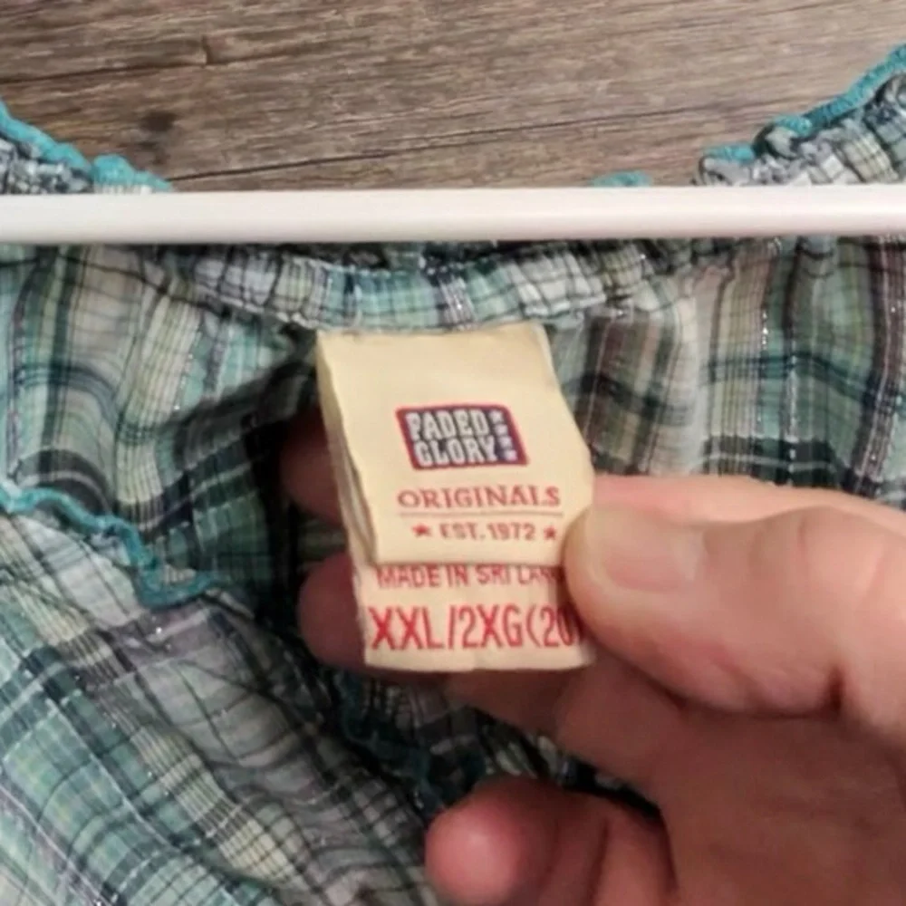 Faded Glory Blue and Green Plaid Blouse - Picture 8 of 9